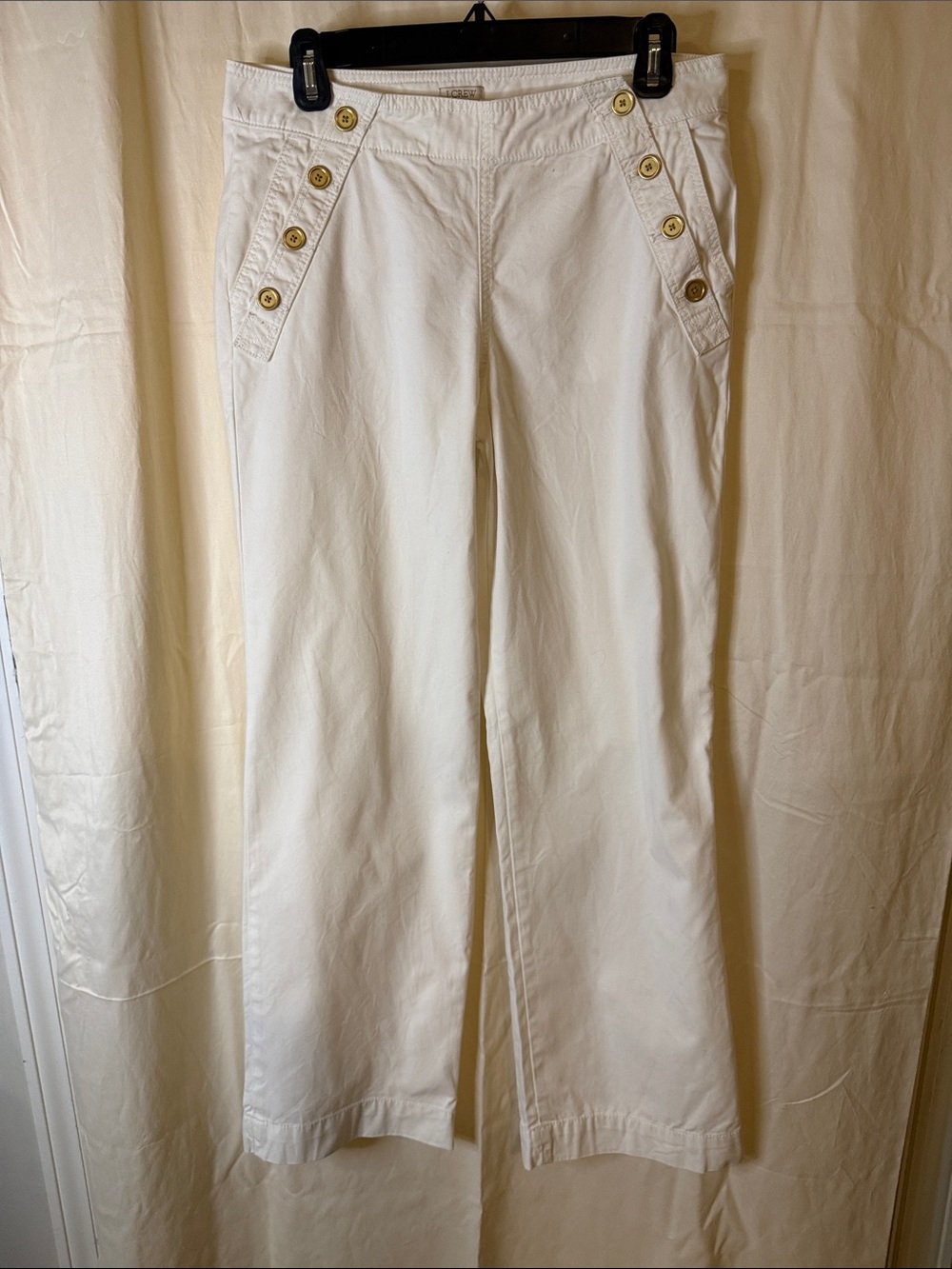 J. Crew white wide-Leg trousers with Gold-Tone Button Trim